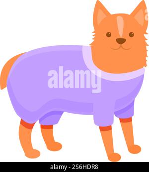 Icône de vêtements de chien violet. Dessin animé de Violet icône vectorielle de vêtements de chien pour la conception Web isolé sur fond blanc. Icône de vêtements de chien violet, style de bande dessinée Illustration de Vecteur