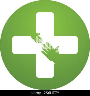 Icône de croix de santé et icône de main. Logo vectoriel du centre médical Illustration de Vecteur