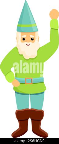 Icône de gnome de jardin dire bonjour. Dessin animé de Garden gnome Say bonjour icône vectorielle pour la conception Web isolé sur fond blanc. Jardin gnome dire bonjour icône, style de bande dessinée Illustration de Vecteur