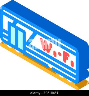 wagon avec vecteur d'icône isométrique wifi. wagon avec signe wifi. illustration de symbole isolé. wagon avec illustration vectorielle d'icône isométrique wifi Illustration de Vecteur