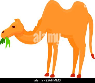 Manger herbe icône chameau. Dessin animé de manger l'icône vectorielle de chameau d'herbe pour la conception de Web isolé sur fond blanc. Manger l'icône de chameau d'herbe, style de bande dessinée Illustration de Vecteur