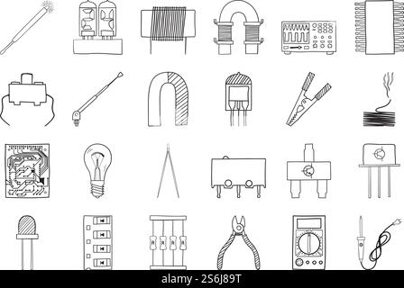 Jeu d'icônes de soudure. Conception d'esquisse Doodle dessinée à la main. Illustration vectorielle. Illustration de Vecteur