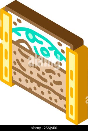 couches de matériau dans le vecteur d'icône isométrique du composteur. couches de matériau dans le signe composteur. illustration de symbole isolé. couches de matériau dans l'illustration vectorielle d'icône isométrique de composteur Illustration de Vecteur