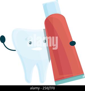 Icône du tube de dentifrice pour le blanchiment des dents. Dessin animé de l'icône vectorielle de tube de dentifrice blanchissant les dents pour la conception de Web isolé sur fond blanc. Icône de tube de dentifrice blanchissant les dents, style de dessin animé Illustration de Vecteur