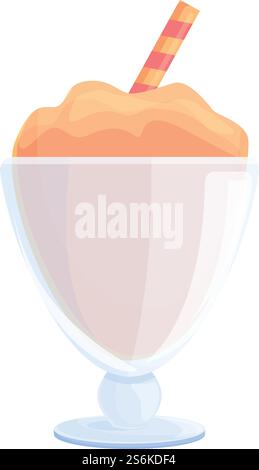 Icône de crème glacée pêche. Dessin animé de l'icône vectorielle de crème glacée Peach pour la conception de Web isolé sur fond blanc. Icône de crème glacée pêche, style de bande dessinée Illustration de Vecteur