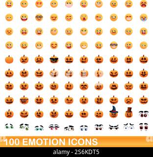 ensemble de 100 icônes d'émotion. Illustration de dessin animé de 100 icônes d'émotion ensemble vecteur isolé sur fond blanc. 100 icônes d'émotion ensemble, style de dessin animé Illustration de Vecteur