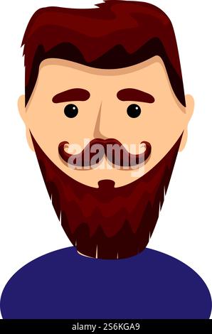 Homme barbu avec icône de moustache tordue. Dessin animé de Bearded Man avec l'icône vectorielle de moustache tordue pour la conception Web isolé sur fond blanc. Homme barbu avec icône de moustache tordue, style de dessin animé Illustration de Vecteur