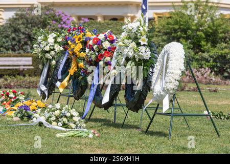 Journée nationale néerlandaise du souvenir. Couronnes de l'armée, des églises et de la municipalité au Rosarium Banque D'Images