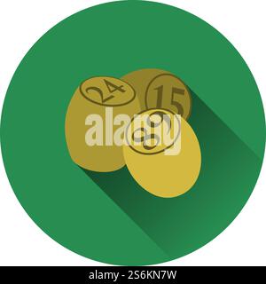 Bingo Kegs Icon. Flat Circle Stencil Design With Long Shadow. Vector Illustration. Illustration de Vecteur