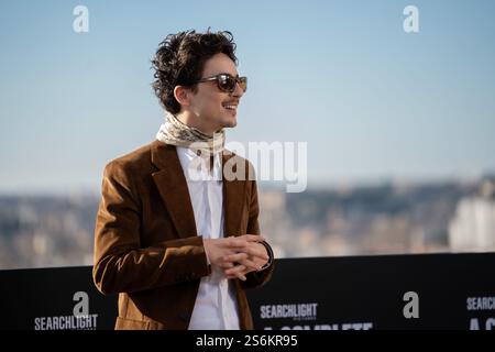 Rome, Italie. 17 janvier 2025. Timothee Chalamet assiste à la photoconférence ''A Complete Unknown'' à l'Hôtel de la ville à Rome, Italie, le 17 janvier 2025. (Photo de Luca Carlino/NurPhoto)0 crédit : NurPhoto SRL/Alamy Live News Banque D'Images