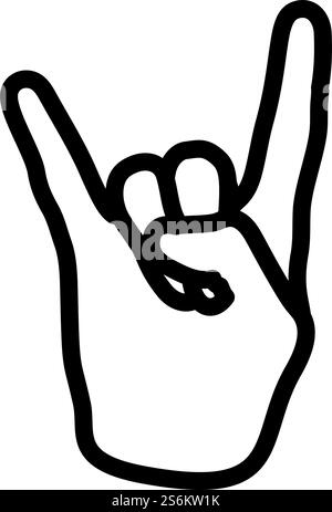 Icône Rock Hand. Contour en gras avec largeur de contour modifiable. Illustration vectorielle. Illustration de Vecteur