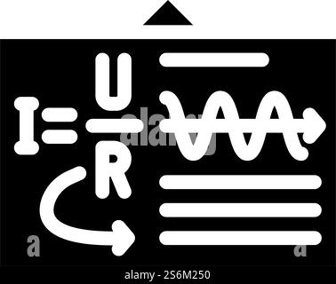 carte avec vecteur d'icône de glyphe de loi ohm. panneau avec signe de loi ohm. illustration noire du symbole de contour isolé. carte avec illustration vectorielle d'icône de glyphe de loi ohm Illustration de Vecteur