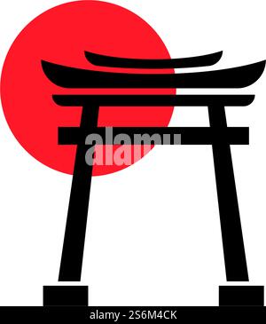 Conception vectorielle de logo d'illustration de porte Torii Illustration de Vecteur