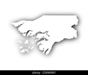 Carte de Guinée-Bissau avec ombres Banque D'Images