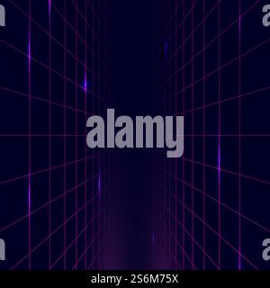 Grille de brillance. Perspective futuriste architecture paysage, tunnel abstrait avec des éléments lumineux. Mur de bâtiments, fond de vecteur de stockage de science des données. Illustration futuriste grille de brillance de l'espace. Grille de brillance. Perspective futuriste architecture paysage, tunnel abstrait avec des éléments lumineux. Mur de bâtiments, fond de vecteur de stockage de science des données Illustration de Vecteur
