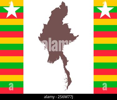La carte du Myanmar le drapeau avec l'arrière-plan Banque D'Images