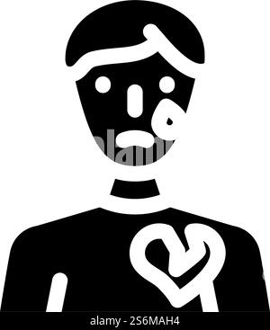 vecteur d'icône de glyphe masculin à coeur brisé. signe masculin cœur brisé. illustration noire du symbole de contour isolé. illustration vectorielle d'icône de glyphe masculin à coeur brisé Illustration de Vecteur