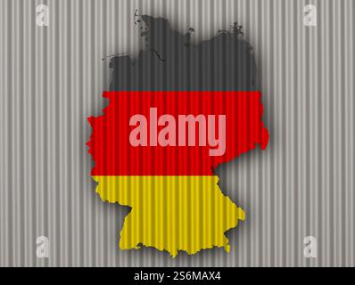 La carte et drapeau de l'Allemagne sur la tôle ondulée Banque D'Images