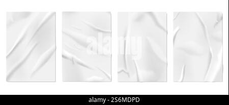 Papier collé. Affiches murales, maquette de surface froissée vierge. Effet humide déchiré blanc avec plis, flyers de tissu froissé ensemble de vecteurs récent. Illustration ébauche de collage vierge, gabarit vide. Papier collé. Affiches murales, maquette de surface froissée vierge. Effet humide déchiré blanc avec plis, flyers de tissu froissé ensemble de vecteurs récent Illustration de Vecteur