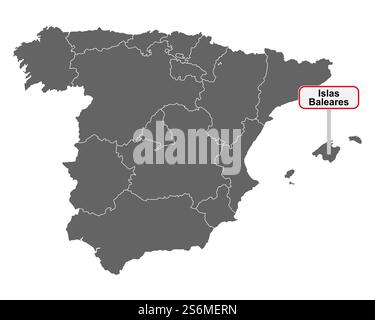 Carte de Sapania avec signe de nom de lieu sur les îles Baléares Banque D'Images