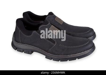 Chaussures en daim pour hommes recadrées sur fond blanc Banque D'Images