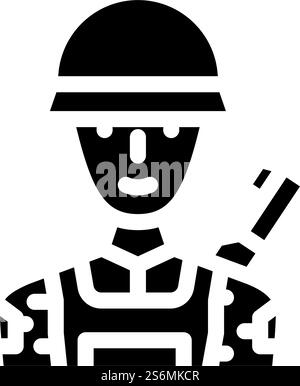 vecteur d'icône de glyphe masculin de l'armée. signe masculin de l'armée. illustration noire du symbole de contour isolé. illustration vectorielle d'icône de glyphe masculin de l'armée Illustration de Vecteur