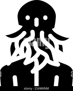 vecteur d'icône de glyphe de caractère fantaisie de cthulhu. signe de personnage fantastique de cthulhu. illustration noire du symbole de contour isolé. illustration vectorielle d'icône de glyphe de caractère fantaisie de cthulhu Illustration de Vecteur