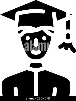 étudiez le vecteur d'icône de glyphe masculin. étudiez le signe masculin. illustration noire du symbole de contour isolé. étudiez l'illustration vectorielle d'icône de glyphe masculin Illustration de Vecteur