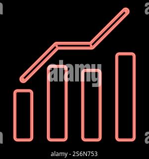 Graphique de croissance au néon illustration vectorielle de couleur rouge image de lumière de style plat. Graphique de croissance au néon illustration vectorielle de couleur rouge image de style plat Illustration de Vecteur