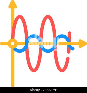 graphique du vecteur d'icône de couleur d'ondes électromagnétiques. graphique du signe des ondes électromagnétiques. illustration de symbole isolé. graphique de l'illustration vectorielle d'icône de couleur d'ondes électromagnétiques Illustration de Vecteur