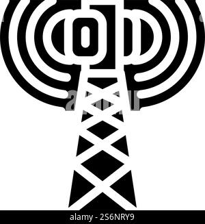 vecteur d'icône de glyphe électromagnétique d'antenne. panneau electromagnetique d'antenne. illustration noire du symbole de contour isolé. illustration vectorielle d'icône de glyphe électromagnétique d'antenne Illustration de Vecteur