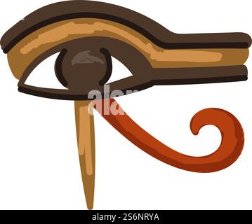 Religion de l'egypte ancienne, oeil isolé d'horus, symbole et signe de la civilisation antique. Hiéroglyphe ou logo pour égyptologie. Culture spirituelle et traditions du vieux monde. Vecteur dans le style plat. Oeil d'Horus, symbole de l'ancienne religion égyptienne Illustration de Vecteur