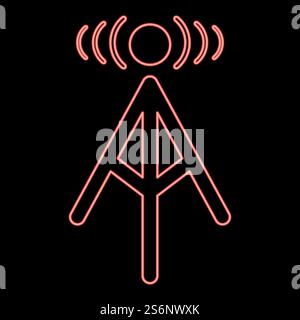 Image de vecteur de couleur rouge de tour de radio au néon image de lumière de style plat. Image de style plat d'illustration vectorielle de couleur rouge de tour de radio au néon Illustration de Vecteur