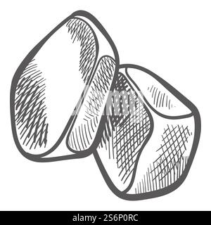 Cubes d'eau congelés, glace pour boissons et cocktails, portions dans les bars et pubs. Icône isolée de cabines glacées rafraîchissantes, contour d'esquisse monochrome. Pureté et fraîcheur. Vecteur dans le style plat. Glaçons pour boissons et cocktails, eau glacée Illustration de Vecteur