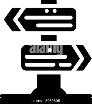 choix du vecteur d'icône de glyphe de direction. choix du panneau de direction. illustration noire du symbole de contour isolé. choix de l'illustration vectorielle d'icône de glyphe de direction Illustration de Vecteur