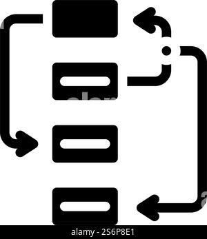 vecteur d'icône de glyphe de planification d'algorithme. signe de planification d'algorithme. illustration noire du symbole de contour isolé. illustration vectorielle d'icône de glyphe de planification d'algorithme Illustration de Vecteur