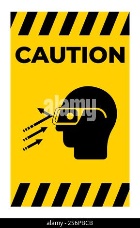 Projection de débris porter des lunettes de sécurité symbole panneau isoler sur fond blanc, illustration vectorielle Illustration de Vecteur