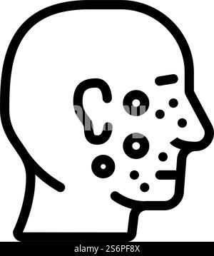 vecteur d'icône de ligne de maladie de peau faciale d'acné. signe de maladie cutanée faciale d'acné. illustration noire du symbole de contour isolé. illustration vectorielle d'icône de ligne de maladie de peau faciale d'acné Illustration de Vecteur