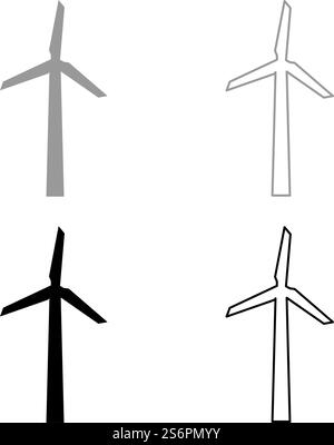 Icône de groupe électrogène de vent gris noir illustration vectorielle image simple plat style plein contour ligne de contour mince. Icône de groupe électrogène de vent gris noir illustration vectorielle image de style plat plein contour de remplissage ligne mince Illustration de Vecteur