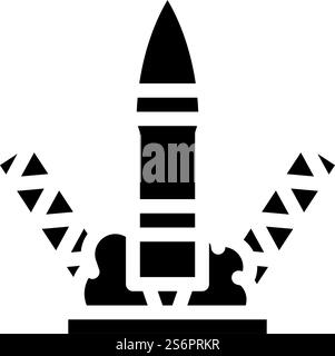 vecteur d'icône de glyphe de lancement de fusée. enseigne de lancement de fusée. illustration noire du symbole de contour isolé. illustration vectorielle d'icône de glyphe de lancement de fusée Illustration de Vecteur