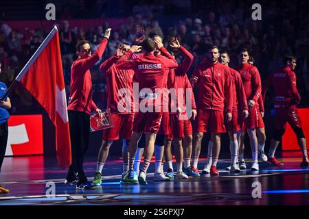 Herning, Danemark. 17 janvier 2025. Svizzera Suisse Nationalteam pendant IHF hommes - Championnat du monde de handball - Suisse vs Allemagne, match de handball à Herning, Danemark, 17 janvier 2025 crédit : Agence photo indépendante/Alamy Live News Banque D'Images