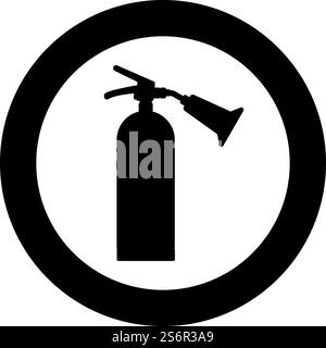 Icône d'extincteur en cercle rond noir illustration vectorielle image de contour solide style simple. Icône d'extincteur en cercle rond noir illustration vectorielle d'image d'image de contour solide Illustration de Vecteur