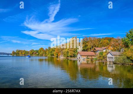 Allemagne, Bavière, Tölzer Land, Lake Starnberg, Münsing, quartier Ambach, zone de loisirs Ambach Banque D'Images