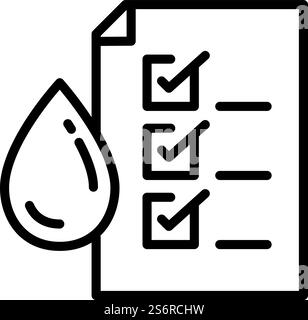 Icône de filtre à eau approuvé. Icône vectorielle de filtre à eau approuvée pour la conception Web isolé sur fond blanc. Icône de filtre à eau approuvé, style de contour Illustration de Vecteur