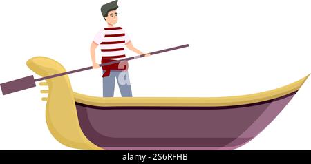 Vecteur de dessin animé d'icône d'homme de Gondolier. Télécabine de Venise. Bateau italien. Vecteur de dessin animé d'icône d'homme de Gondolier. Télécabine de Venise Illustration de Vecteur