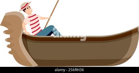 Vecteur de dessin animé d'icône de Gondolier. Télécabine de Venise. Bateau italien. Vecteur de dessin animé d'icône de Gondolier. Télécabine de Venise Illustration de Vecteur