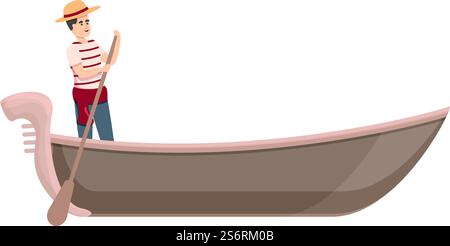 Vecteur de dessin animé d'icône de guide de gondolier. Télécabine de Venise. Bateau romantique. Vecteur de dessin animé d'icône de guide de gondolier. Télécabine de Venise Illustration de Vecteur