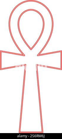Néon coptic Cross ankh rouge illustration vectorielle image de style plat lumière. Néon coptic Cross ankh rouge illustration vectorielle image style plat Illustration de Vecteur