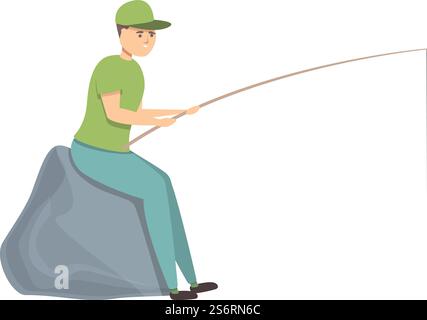 Vecteur de dessin animé d'icône de pêche de camping. Camp de tentes. Aventure en plein air. Vecteur de dessin animé d'icône de pêche de camping. Camp de tentes Illustration de Vecteur