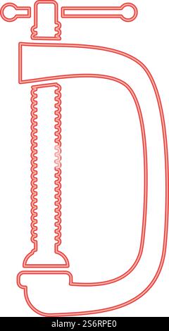 Néon crampon vis-clamp rouge illustration vectorielle image de style plat lumière. Néon crampon vis-clamp rouge illustration vectorielle image style plat Illustration de Vecteur
